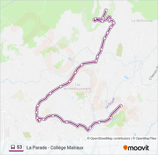 S3 Bus Line Map