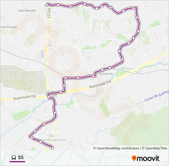 S5 Bus Line Map