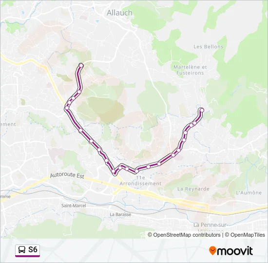 S6 Bus Line Map