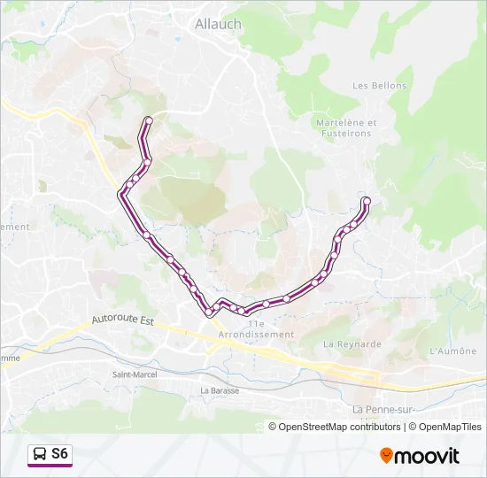 S6 Bus Line Map