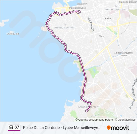 Plan de la ligne S7 de bus