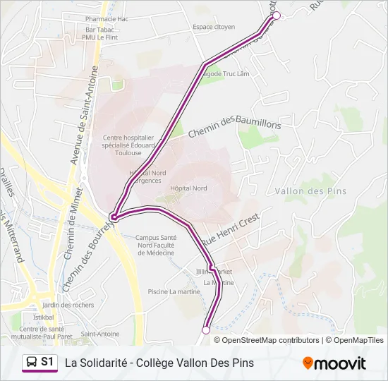 S1 Bus Line Map