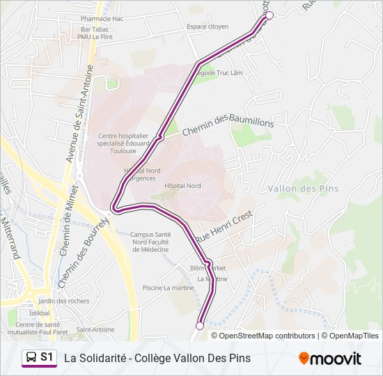 Mapa de S1 de autobús