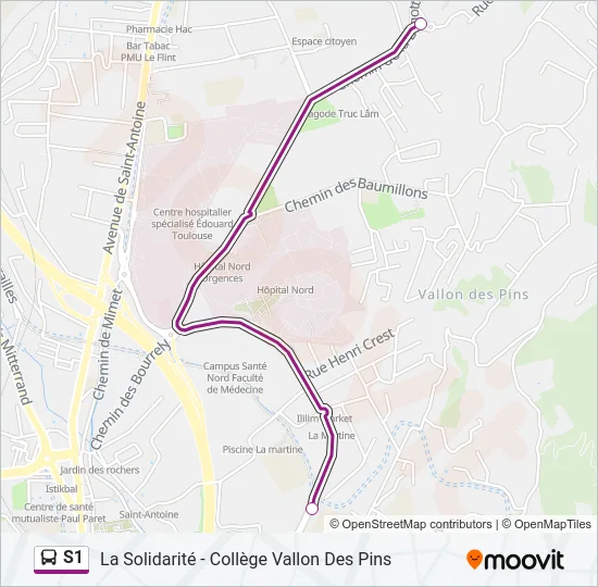 S1 Bus Line Map