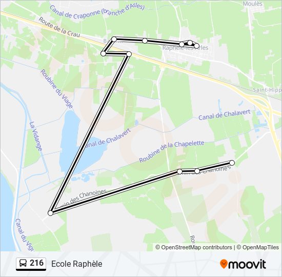 Plan de la ligne 216 de bus