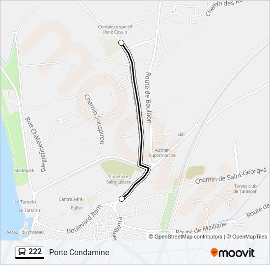 Mapa de 222 de autobús