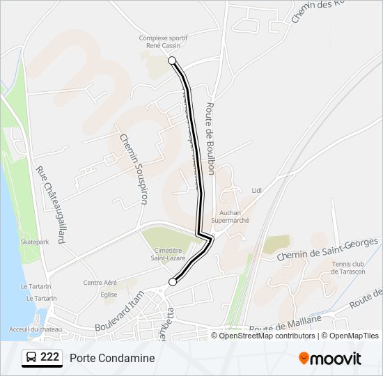 Plan de la ligne 222 de bus