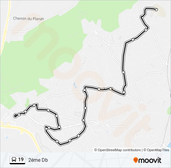 Plan de la ligne 19 de bus