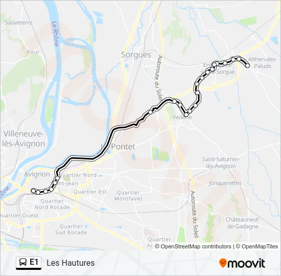 E1 Bus Line Map
