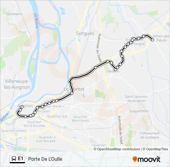 E1 Bus Line Map