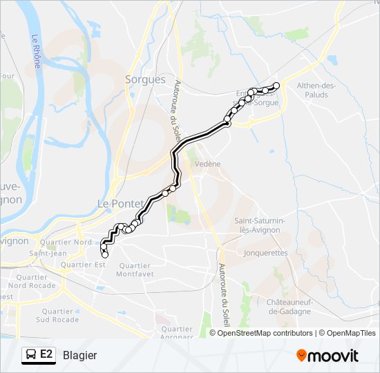 Mapa de E2 de autobús