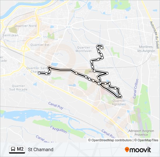 Plan de la ligne M2 de bus