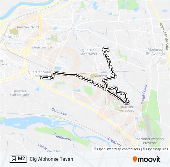 Plan de la ligne M2 de bus