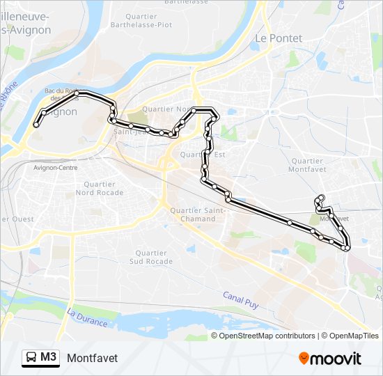 Mapa de M3 de autobús