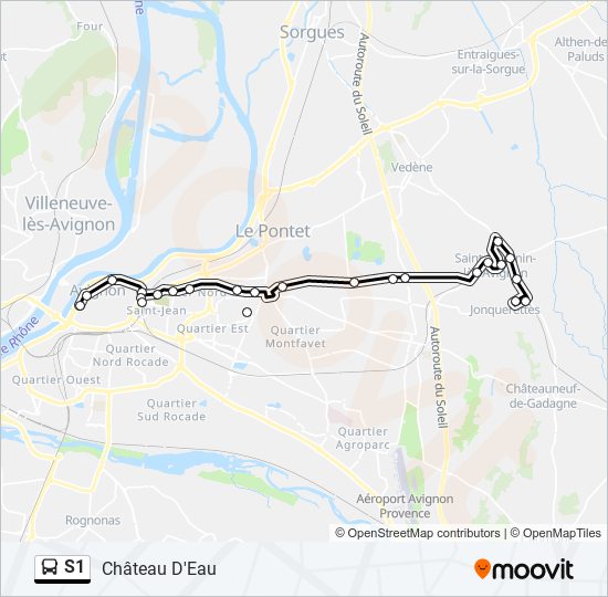 Plan de la ligne S1 de bus