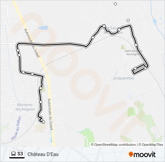 Plan de la ligne S3 de bus