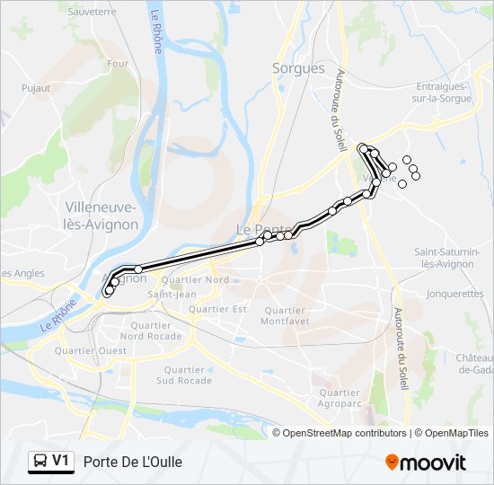 Plan de la ligne V1 de bus