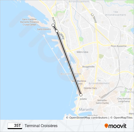 Plan de la ligne 35T de bus