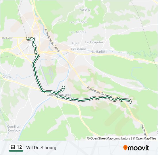 Plan de la ligne 12 de bus