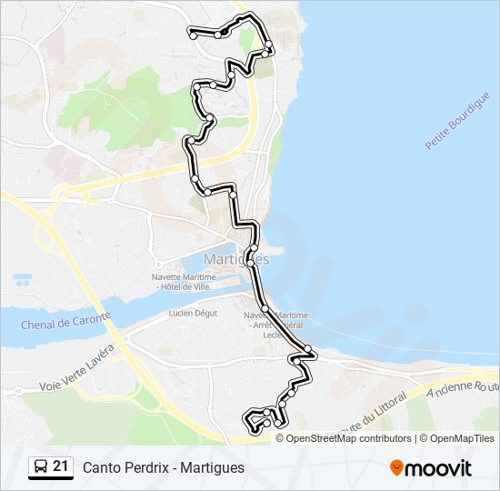 Plan de la ligne 21 de bus