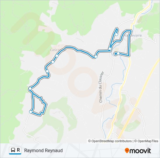 Plan de la ligne R de bus