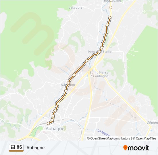 Plan de la ligne 8S de bus