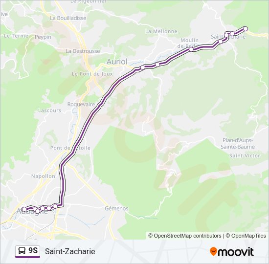 Plan de la ligne 9S de bus