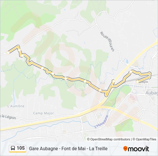 Plan de la ligne 10S de bus