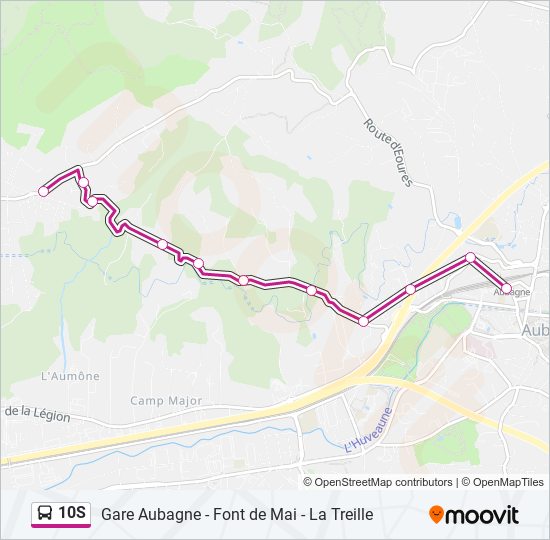 Plan de la ligne 10S de bus