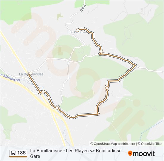 Plan de la ligne 18S de bus