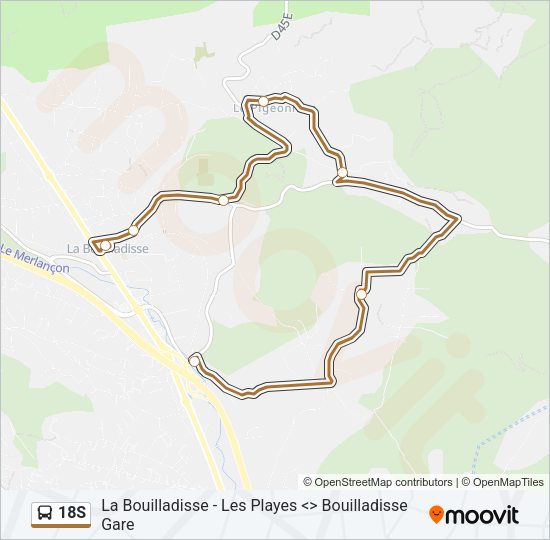 Plan de la ligne 18S de bus