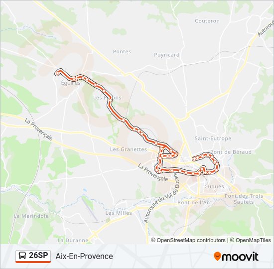 Plan de la ligne 26SP de bus