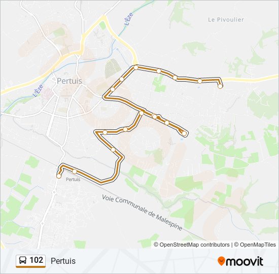 102 bus Line Map