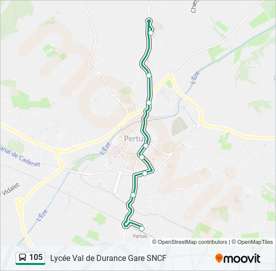 105 bus Line Map