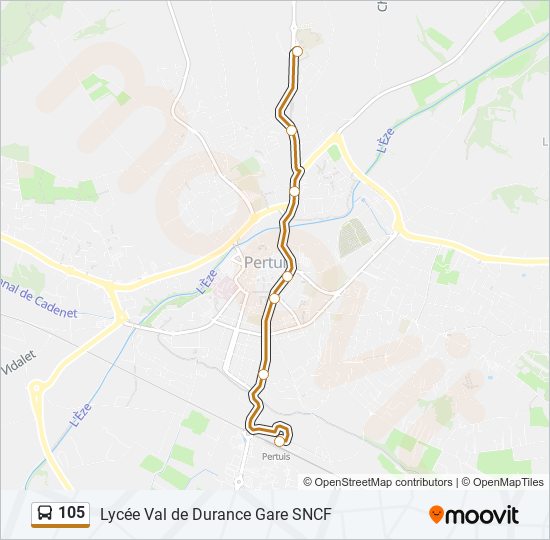 Mapa de 105 de autobús