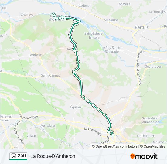 Mapa de 250 de autobús