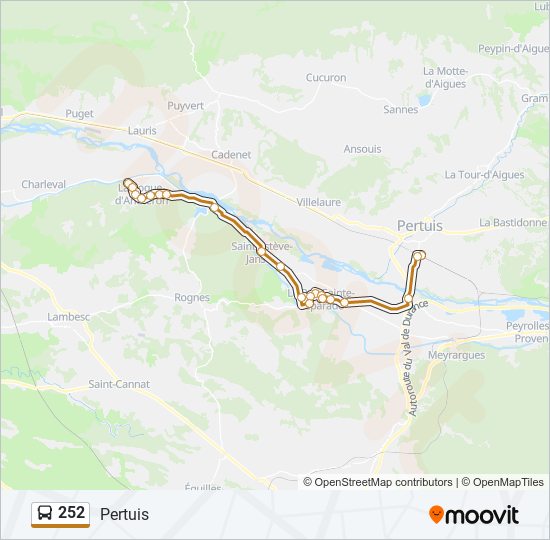 Plan de la ligne 252 de bus