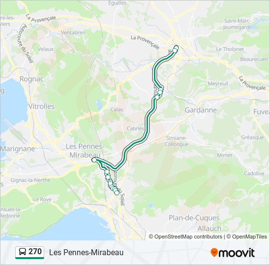 270 Itinéraire Horaires, Arrêts & Plan  Les PennesMirabeau (mis à jour)