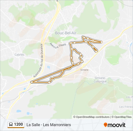 Plan de la ligne 1200 de bus