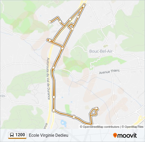 Plan de la ligne 1200 de bus
