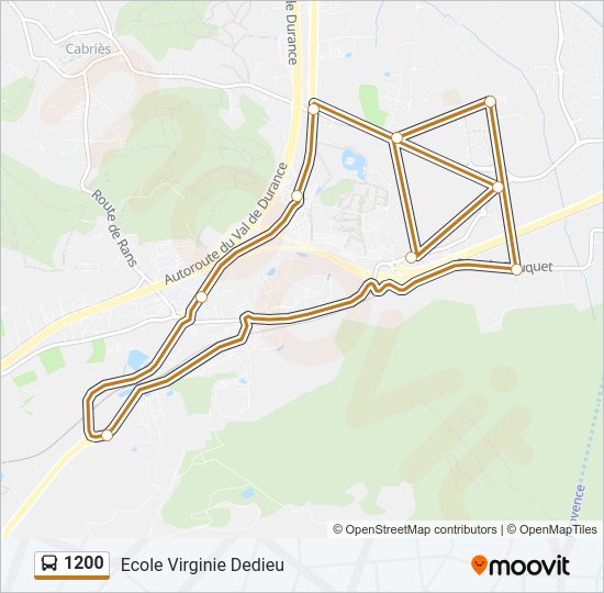 Plan de la ligne 1200 de bus