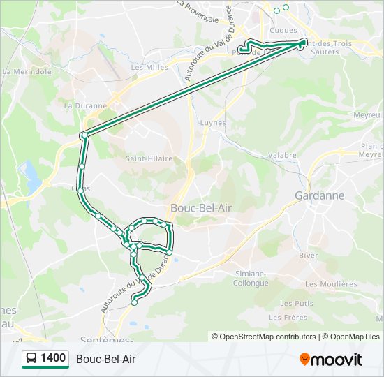 Plan de la ligne 1400 de bus