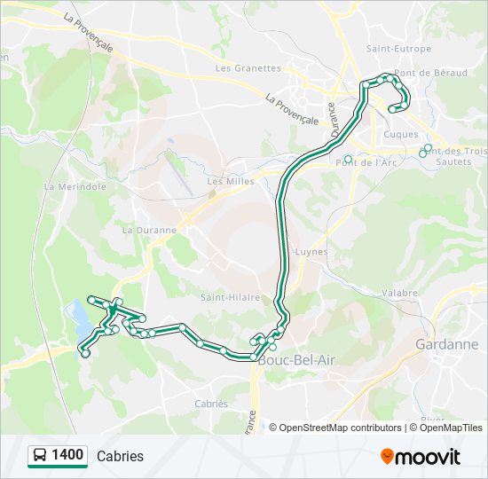 Mapa de 1400 de autobús