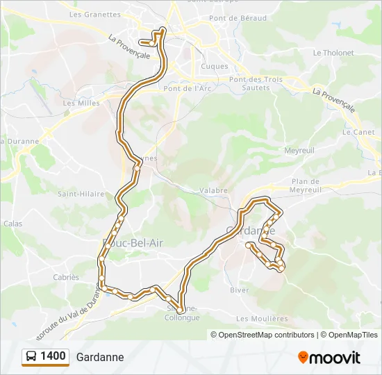 1400 Bus Line Map