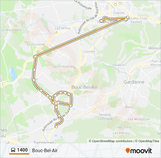 Plan de la ligne 1400 de bus