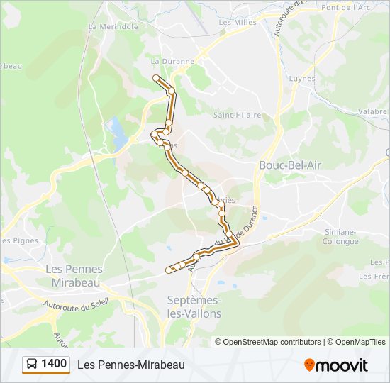 Plan de la ligne 1400 de bus