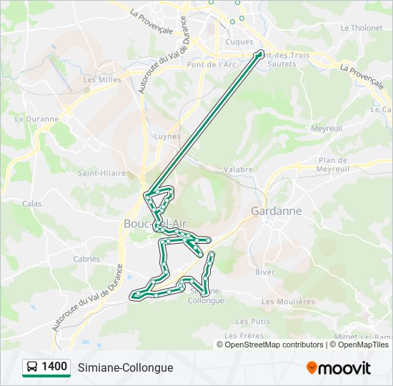 Plan de la ligne 1400 de bus