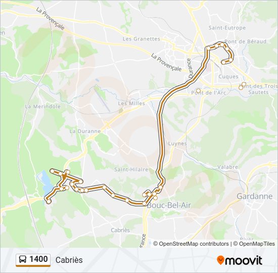 Plan de la ligne 1400 de bus