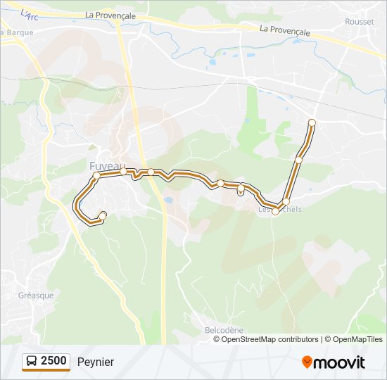 Plan de la ligne 2500 de bus