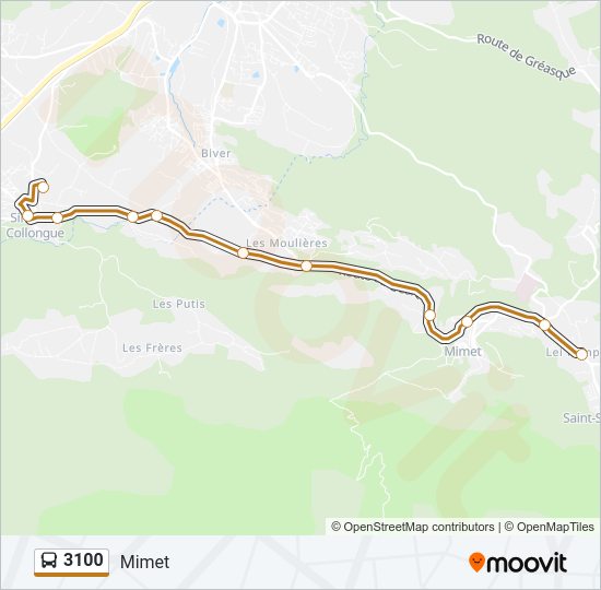 Plan de la ligne 3100 de bus